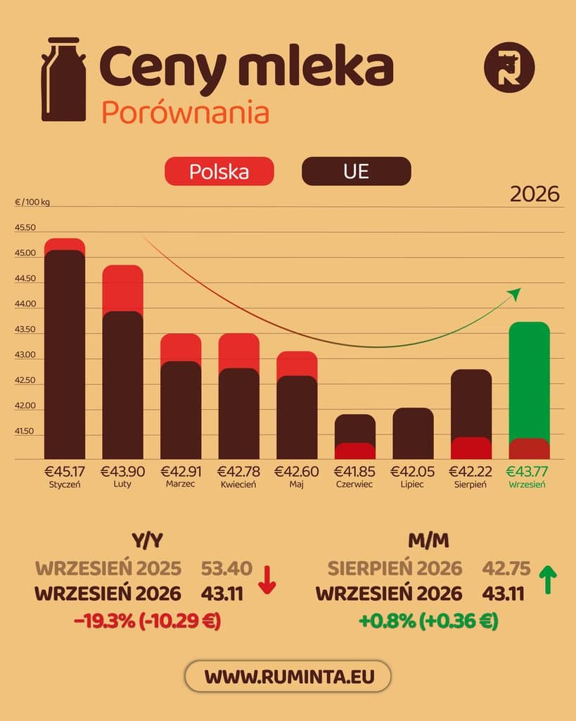Ceny mleka w Europie we wrześniu 2026 – lekkie odbicie średniej UE 2 Ceny mleka Wrzesien 2026 04